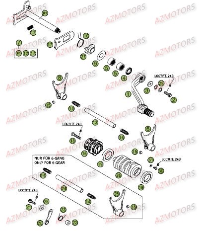 Commande Boite A Vitesses AZMOTORS PiÃ¨ces Beta RR 4T 525 Enduro - 2008