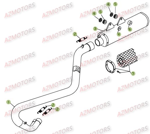 Echappement AZMOTORS PiÃ¨ces Beta RR 4T 525 Enduro - 2008