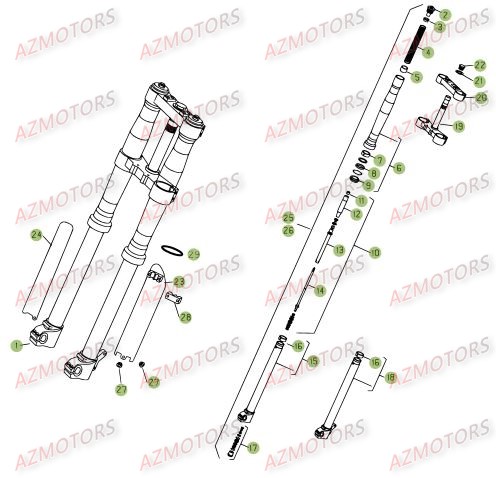 Fourche AZMOTORS PiÃ¨ces Beta RR 4T 525 Enduro - 2008