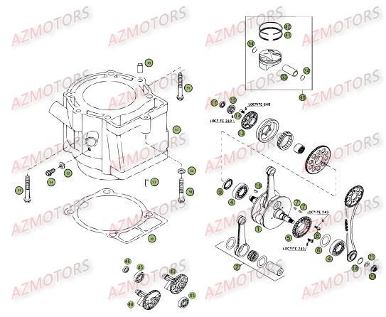 Vilebrequin Piston Contre Arbre AZMOTORS PiÃ¨ces Beta RR 4T 525 Enduro - 2008