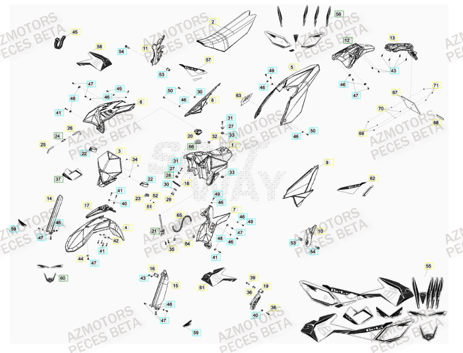 Carenage AZMOTORS PiÃ¨ces Beta RR 4T 520 Enduro - 2010