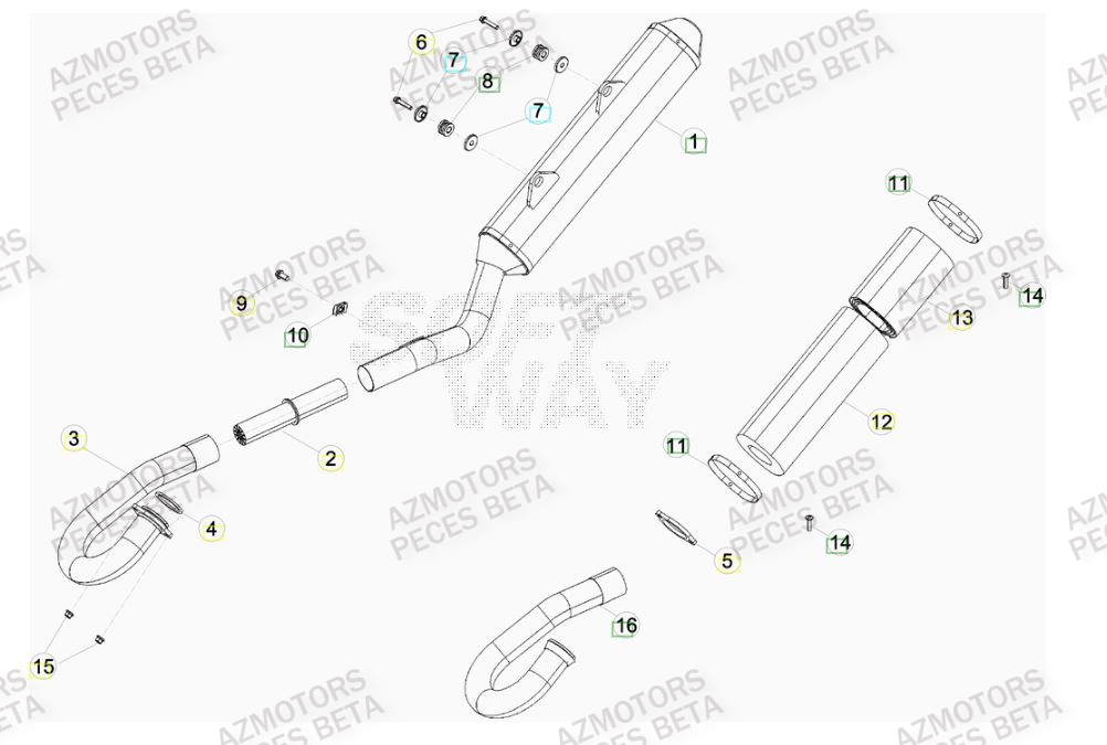 Echappement AZMOTORS PiÃ¨ces Beta RR 4T 520 Enduro - 2010
