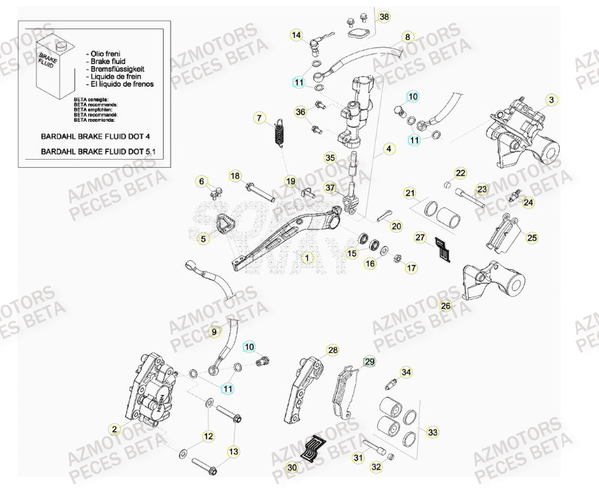 Freins AZMOTORS PiÃ¨ces Beta RR 4T 520 Enduro - 2010