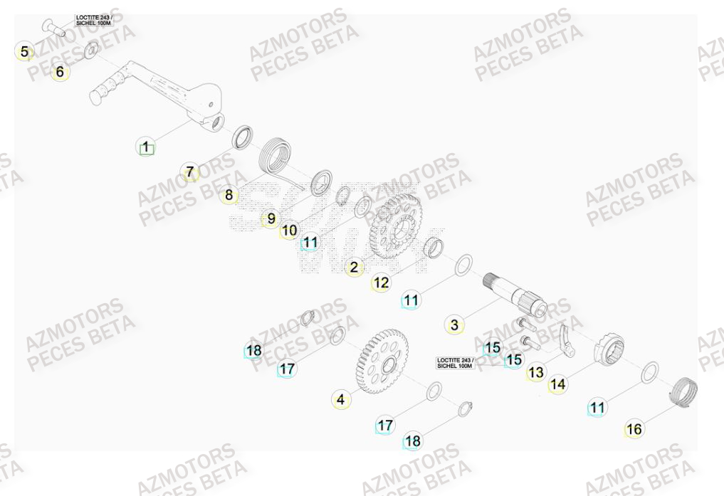 Kick Starter AZMOTORS PiÃ¨ces Beta RR 4T 520 Enduro - 2010