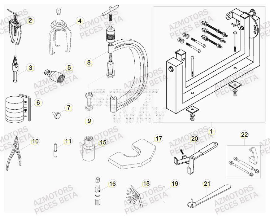 Outils AZMOTORS PiÃ¨ces Beta RR 4T 520 Enduro - 2010