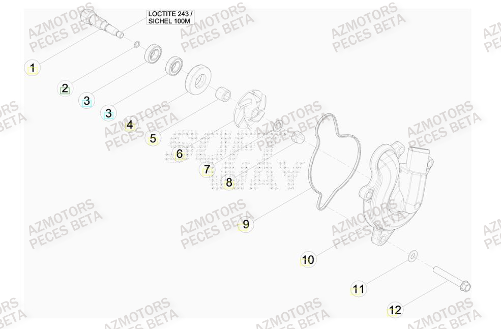 Pompe A Eau AZMOTORS PiÃ¨ces Beta RR 4T 520 Enduro - 2010