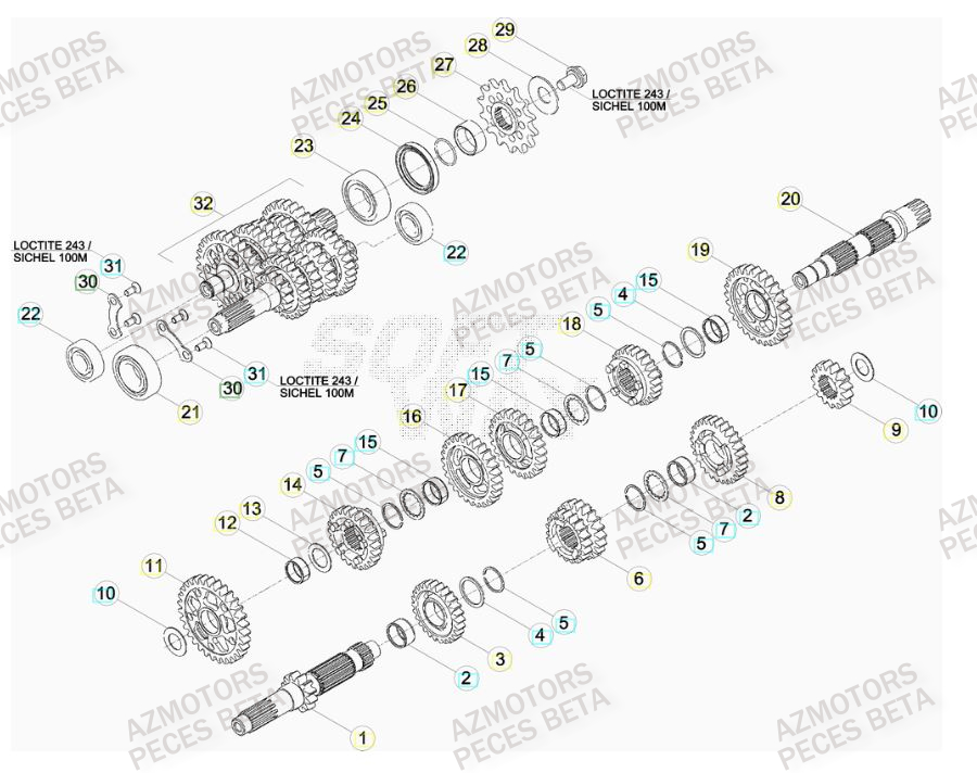 PIGNON DE TRANSMISSION SECONDA IRE - BETA pour TRANSMISSION de RR-4T-10