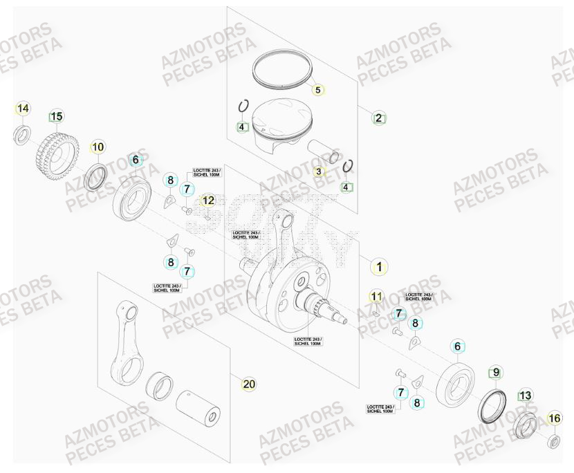 Vilebrequin AZMOTORS PiÃ¨ces Beta RR 4T 520 Enduro - 2010