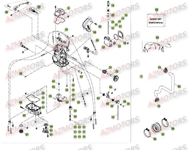 Carburateur AZMOTORS PiÃ¨ces Beta RR 4T 350 Enduro - 2012