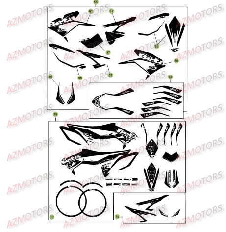 AUTOCOLLANTS UNIVERSAUX POUR JANTES ROUG - BETA pour CARENAGES - RESERVOIR - SELLE 3 de RR-4T-12