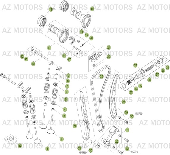 Cylindre Culasse Distribution 2 AZMOTORS PiÃ¨ces Beta RR 4T 350 Enduro - 2013