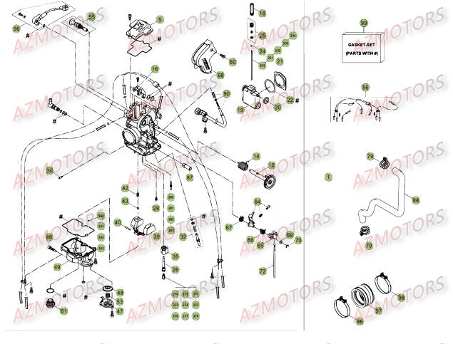 Carburateur AZMOTORS PiÃ¨ces Beta RR 4T 350 Enduro - 2014