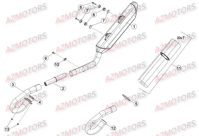 Echappement AZMOTORS PiÃ¨ces Beta RR 4T 350 Enduro - 2014
