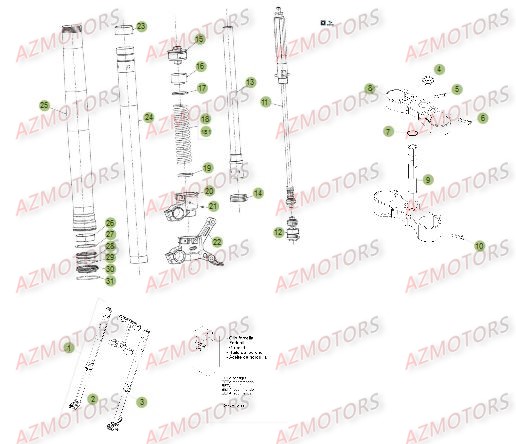 Fourche Du No Serie 000612 A 000865 AZMOTORS PiÃ¨ces Beta RR 4T 350 Enduro - 2014