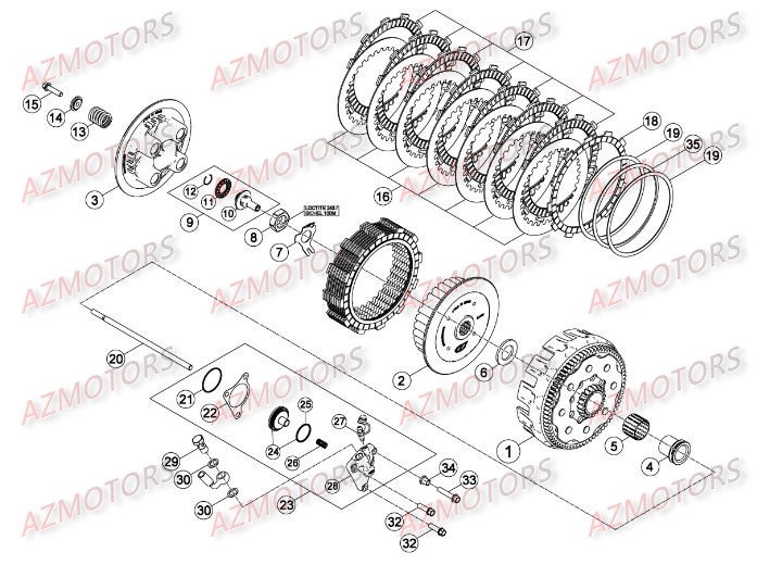 Transmission Principale   Embrayage AZMOTORS PiÃ¨ces Beta RR 4T 350 Enduro - 2014