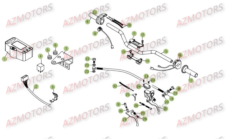 Commandes Guidon AZMOTORS PiÃ¨ces BETA RR 4T 400 - [2006-2005]