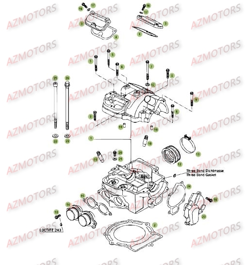 Cylindre Culasse Distribution AZMOTORS PiÃ¨ces BETA RR 4T 400 - [2006-2005]