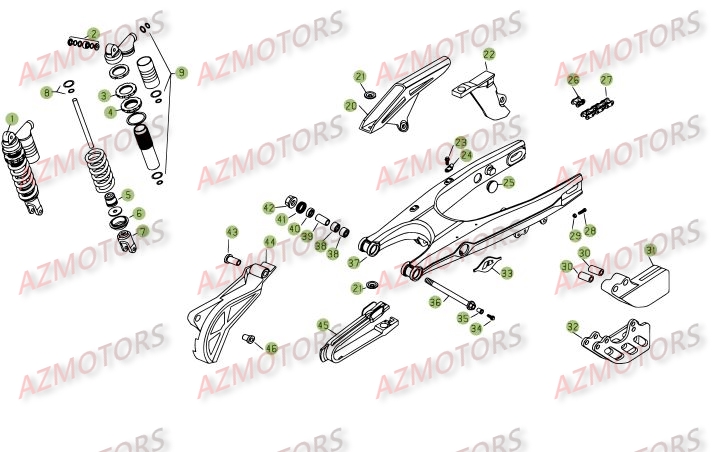 Suspension Arriere AZMOTORS PiÃ¨ces BETA RR 4T 400 - [2006-2005]