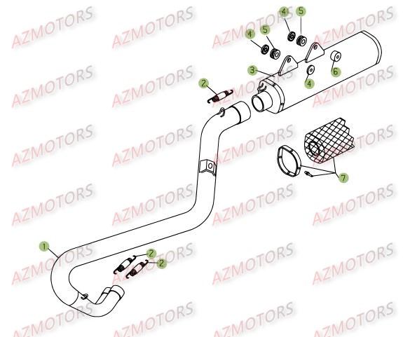 Echappement AZMOTORS PiÃ¨ces Beta RR 4T 400 Enduro - 2009