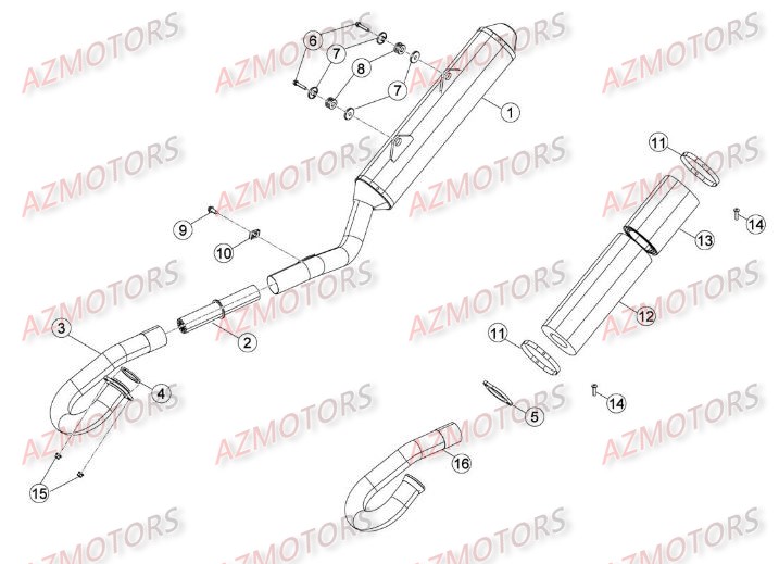 Echappement AZMOTORS PiÃ¨ces Beta RR 4T 400 Enduro - 2010