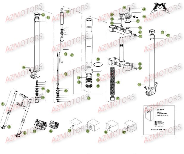 Fourche AZMOTORS PiÃ¨ces Beta RR 4T 400 Enduro - 2010