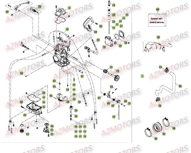 Carburateur AZMOTORS PiÃ¨ces Beta RR 4T 400 Enduro - 2012
