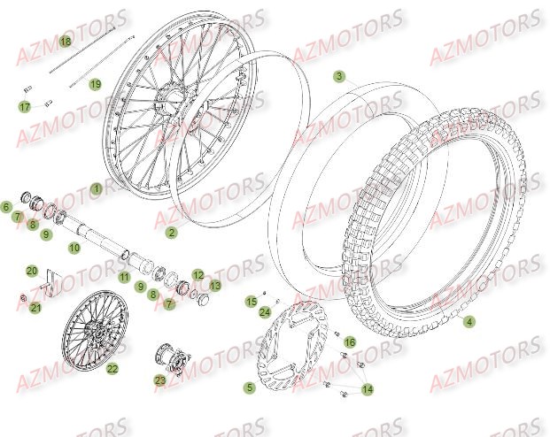 Roue Avant Du No Serie 150001 A 160000 AZMOTORS PiÃ¨ces Beta RR 4T 400 Enduro - 2012