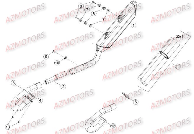 Echappement AZMOTORS PiÃ¨ces Beta RR 4T 400 Enduro - 2014