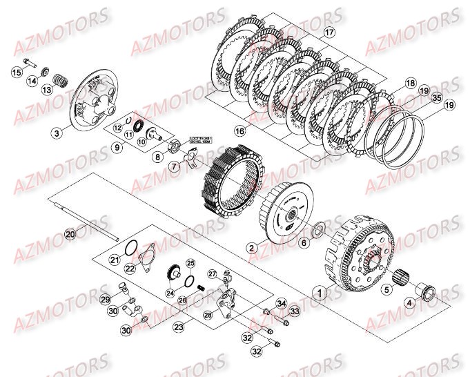 Transmission Principale   Embrayage AZMOTORS PiÃ¨ces Beta RR 4T 400 Enduro - 2014