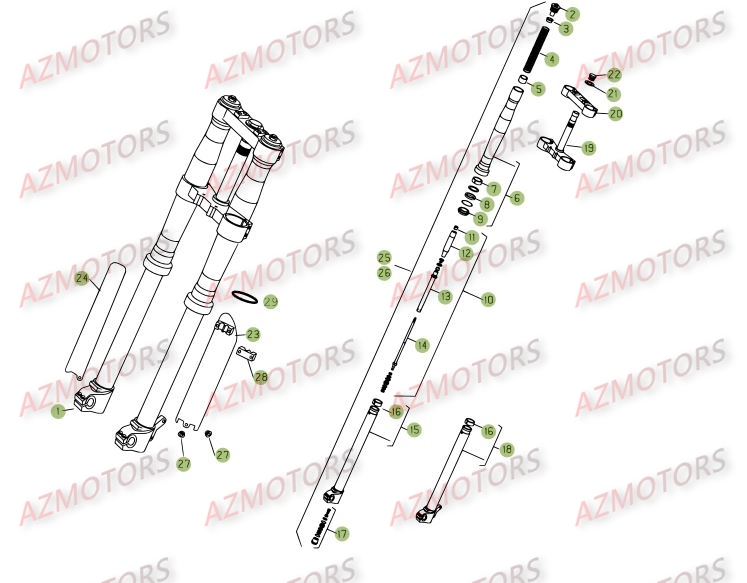 Fourche AZMOTORS PiÃ¨ces BETA RR 4T 450 - [2006-2005]