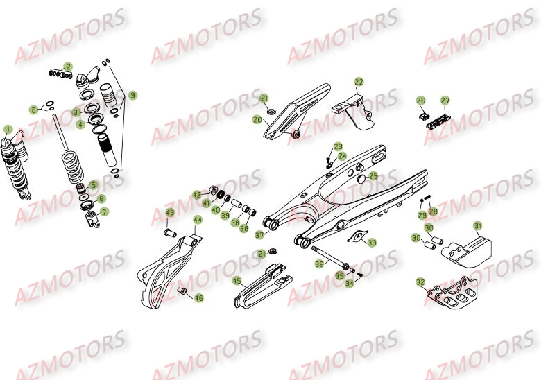 Suspension Arriere AZMOTORS PiÃ¨ces BETA RR 4T 450 - [2006-2005]