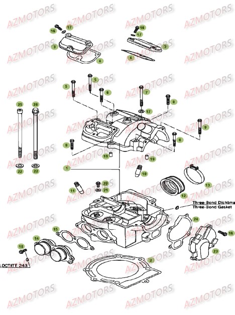 Cylindre Culasse Distribution AZMOTORS PiÃ¨ces Beta RR 4T 450 Enduro - 2009