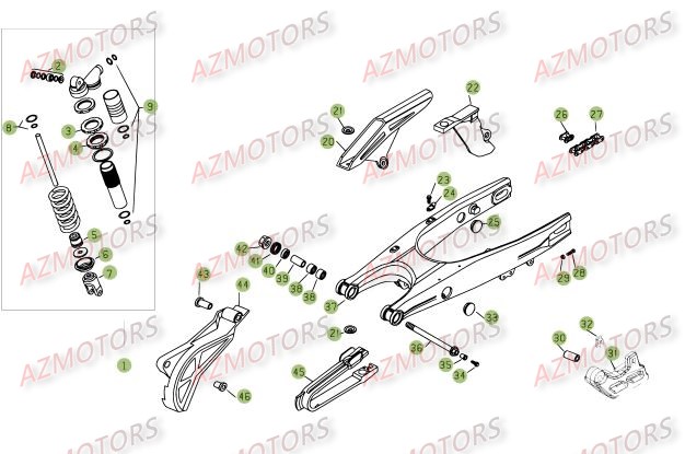 Fourche Arriere Suspension Ar AZMOTORS PiÃ¨ces Beta RR 4T 450 Enduro - 2009