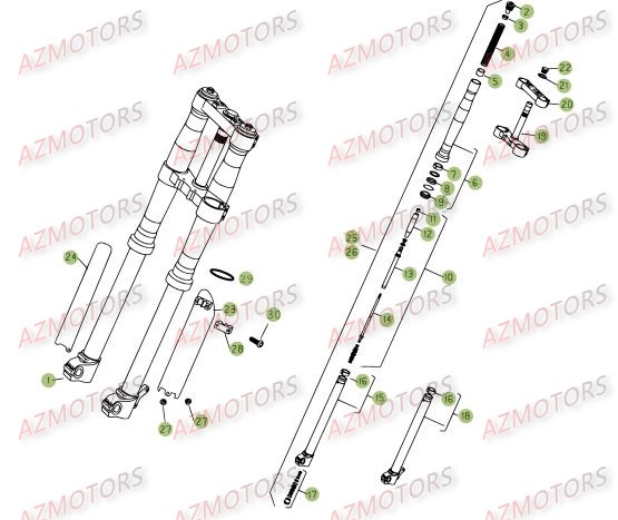 Fourche AZMOTORS PiÃ¨ces Beta RR 4T 450 Enduro - 2009
