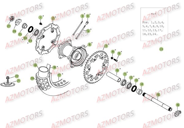 Roue Arriere AZMOTORS PiÃ¨ces Beta RR 4T 450 Enduro - 2009
