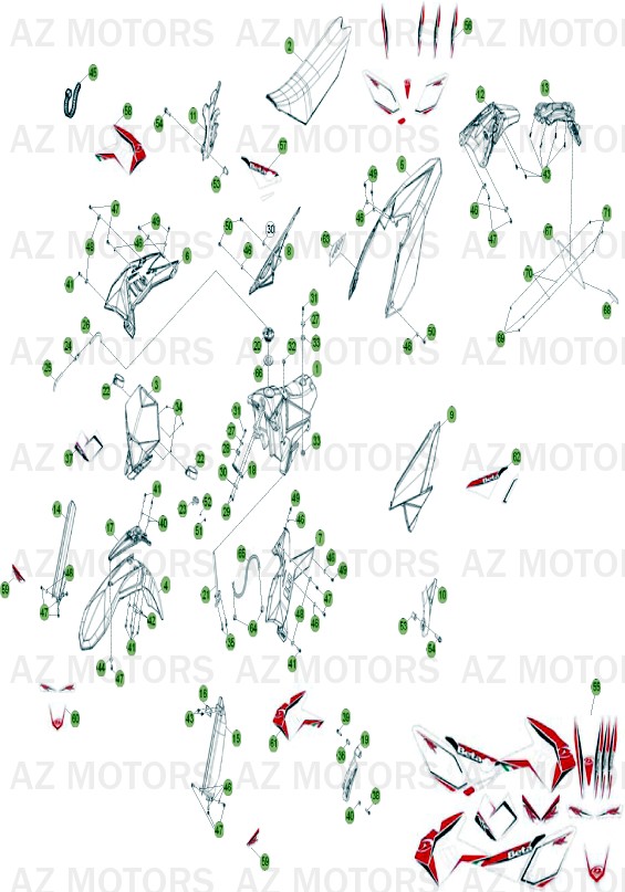 Carenages   Reservoir   Selle AZMOTORS PiÃ¨ces Beta RR 4T 450 Enduro - 2011