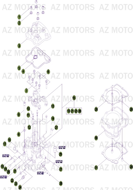 Cylindre   Culasse   Distribution AZMOTORS PiÃ¨ces Beta RR 4T 450 Enduro - 2011