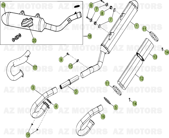 Echappement AZMOTORS PiÃ¨ces Beta RR 4T 450 Enduro - 2011