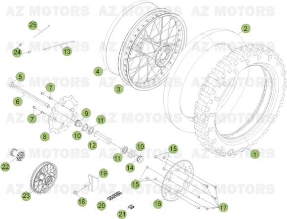 Roue Arriere AZMOTORS PiÃ¨ces Beta RR 4T 450 Enduro - 2011