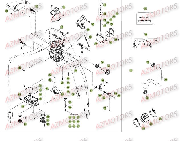 Carburateur AZMOTORS PiÃ¨ces Beta RR 4T 450 Enduro - 2012