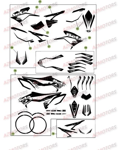 AUTOCOLLANTS UNIVERSAUX POUR JANTES ROUG - BETA pour CARENAGES - RESERVOIR - SELLE 3 de RR-4T-450-12