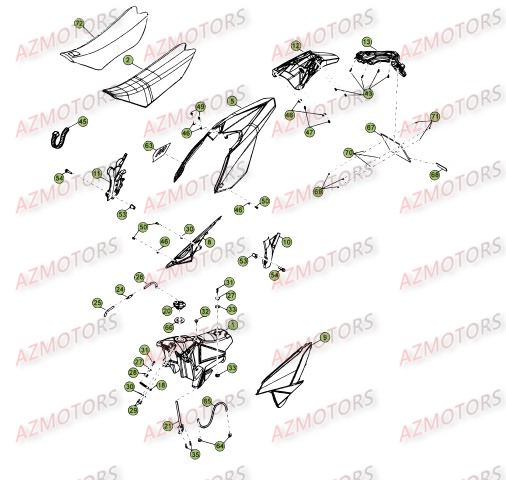 Carenages   Reservoir   Selle AZMOTORS PiÃ¨ces Beta RR 4T 450 Enduro - 2012