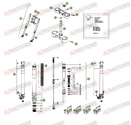 Fourche Du No Serie 260001 A 270000 AZMOTORS PiÃ¨ces Beta RR 4T 450 Enduro - 2012