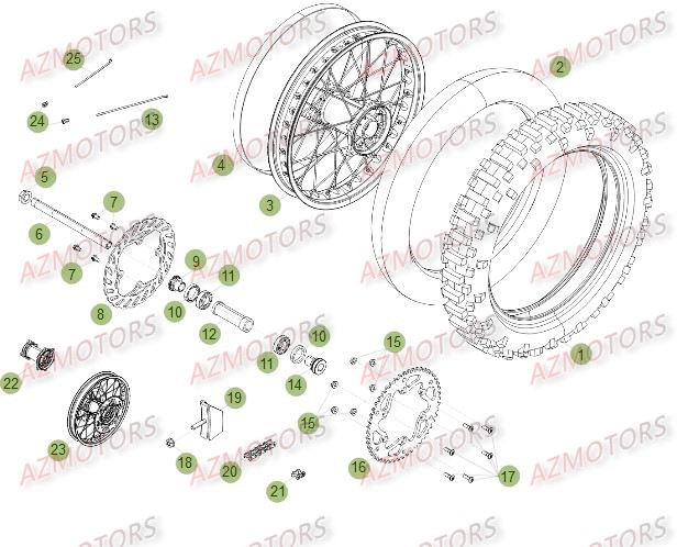 Roue Arriere Du No Serie 250001 A 260000 AZMOTORS PiÃ¨ces Beta RR 4T 450 Enduro - 2012