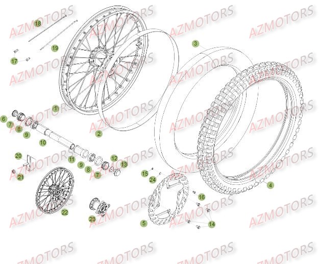 Roue Avant Du No Serie 200955 A 250000 AZMOTORS PiÃ¨ces Beta RR 4T 450 Enduro - 2012