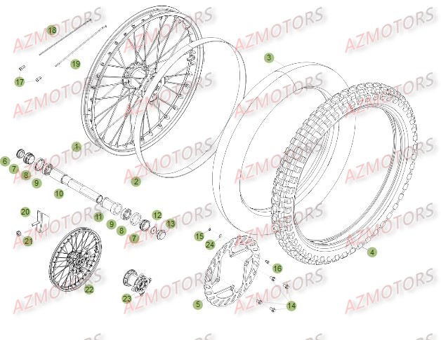 Roue Avant Du No Serie 250001 A 260000 AZMOTORS PiÃ¨ces Beta RR 4T 450 Enduro - 2012