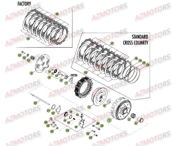 Transmission Principale   Embrayage AZMOTORS PiÃ¨ces Beta RR 4T 450 Enduro - 2012