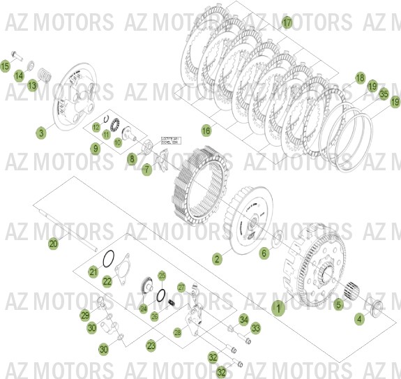 Embrayage AZMOTORS PiÃ¨ces Beta RR 4T 450 Enduro - 2013