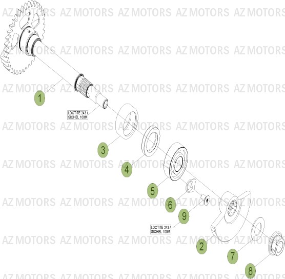 Vilebrequin   Piston Contre Arbre AZMOTORS PiÃ¨ces Beta RR 4T 450 Enduro - 2013