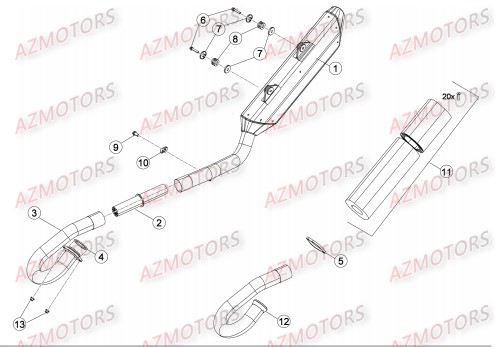 Echappement AZMOTORS PiÃ¨ces Beta RR 4T 450 Enduro - 2014